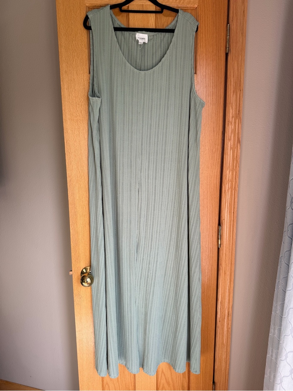 Andree by Unit Sage Green Ribbed Tank Maxi Dress Plus Size 3X Casual Minimalist